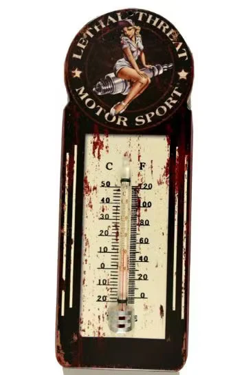 Retroworld Lethal Threat Motor Sport Pin-Up Thermometer