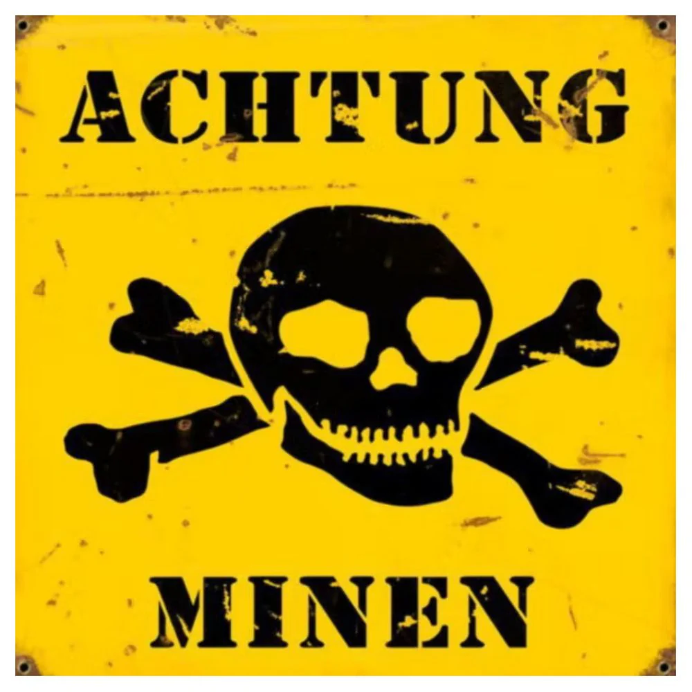 Retroworld Metal Profit Achtung Mine – 24 x 24 cm