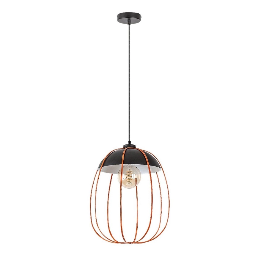 Rabalux – Ljuskrona med textilsladd 1xE27/60W/230V svart/orange