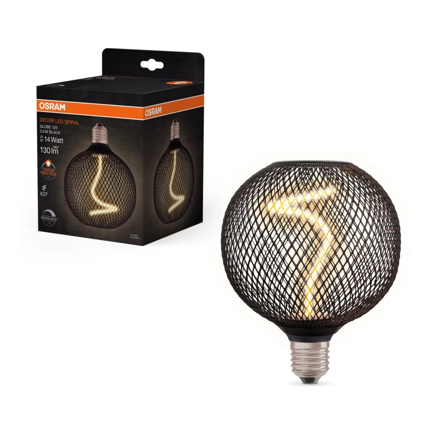 LED Ljusreglerad glödlampa DECOR FILAMENT G125 E27/3,5W/230V 1800K svart – Osram