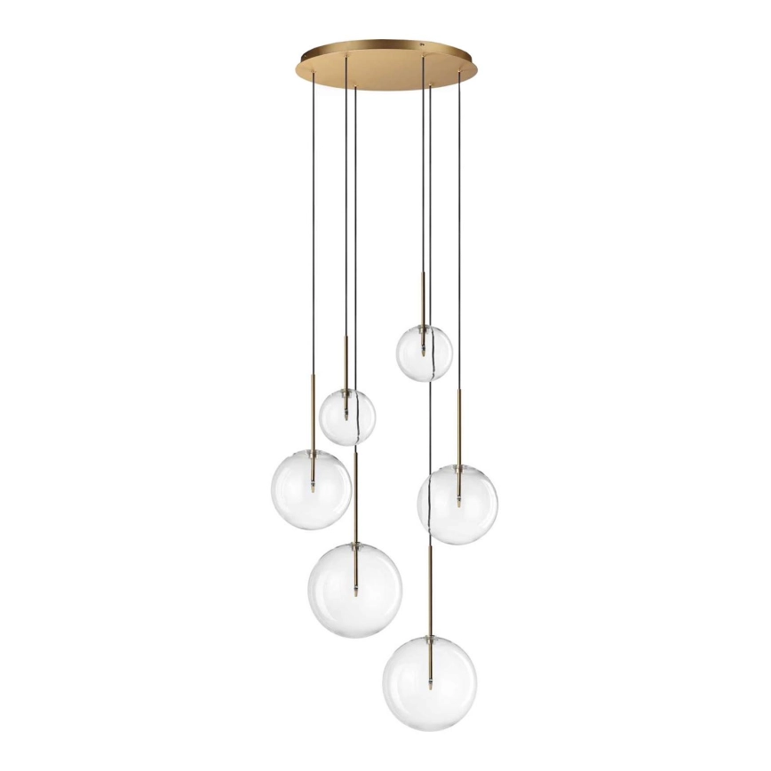 Ideal Lux – LED ljuskrona med textilsladd EQUINOXE 6xG4/2W/230V diameter 65 cm mässing/genomskinlig