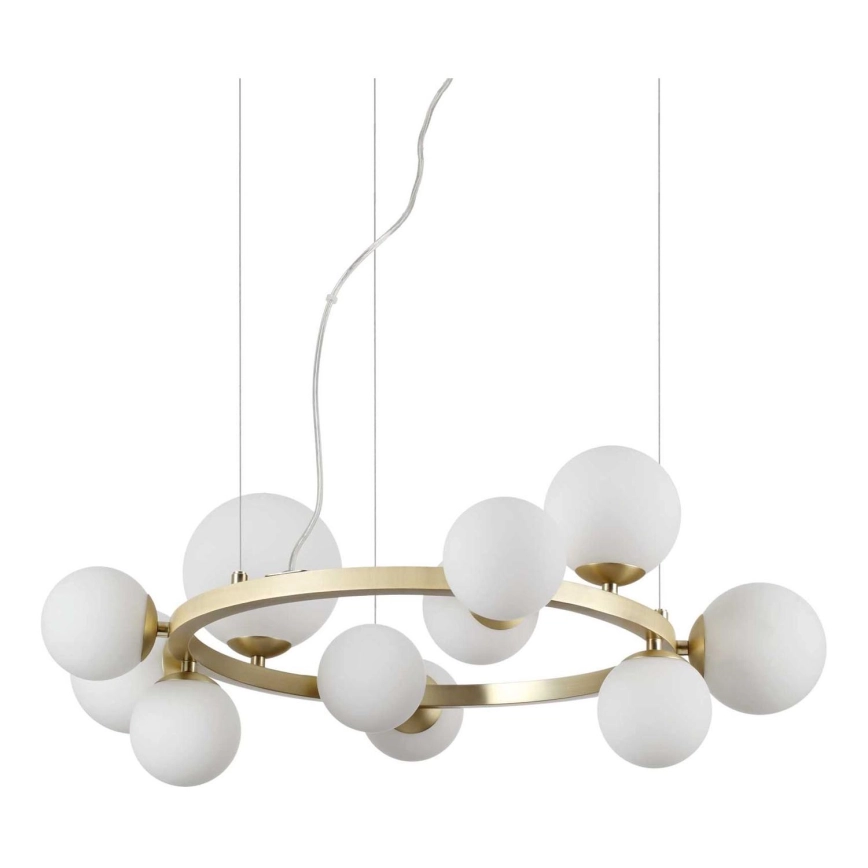 Ideal Lux – LED ljuskrona med textilsladd PERLAGE 11xG9/3W/230V diameter 73 cm guld/vit