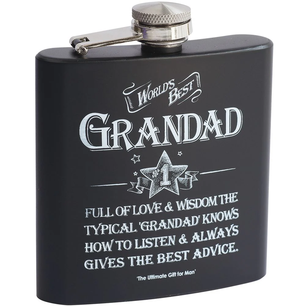 Ficklärka Worlds Best Grandad – Svart i rostfritt stål – 17 cl