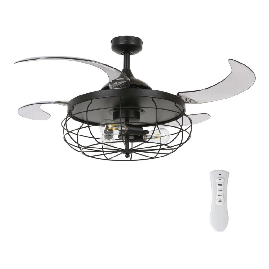 FANAWAY 212920 – LED Takfläkt INDUSTRI 3xE27/4W/230V svart + fjärrkontroll