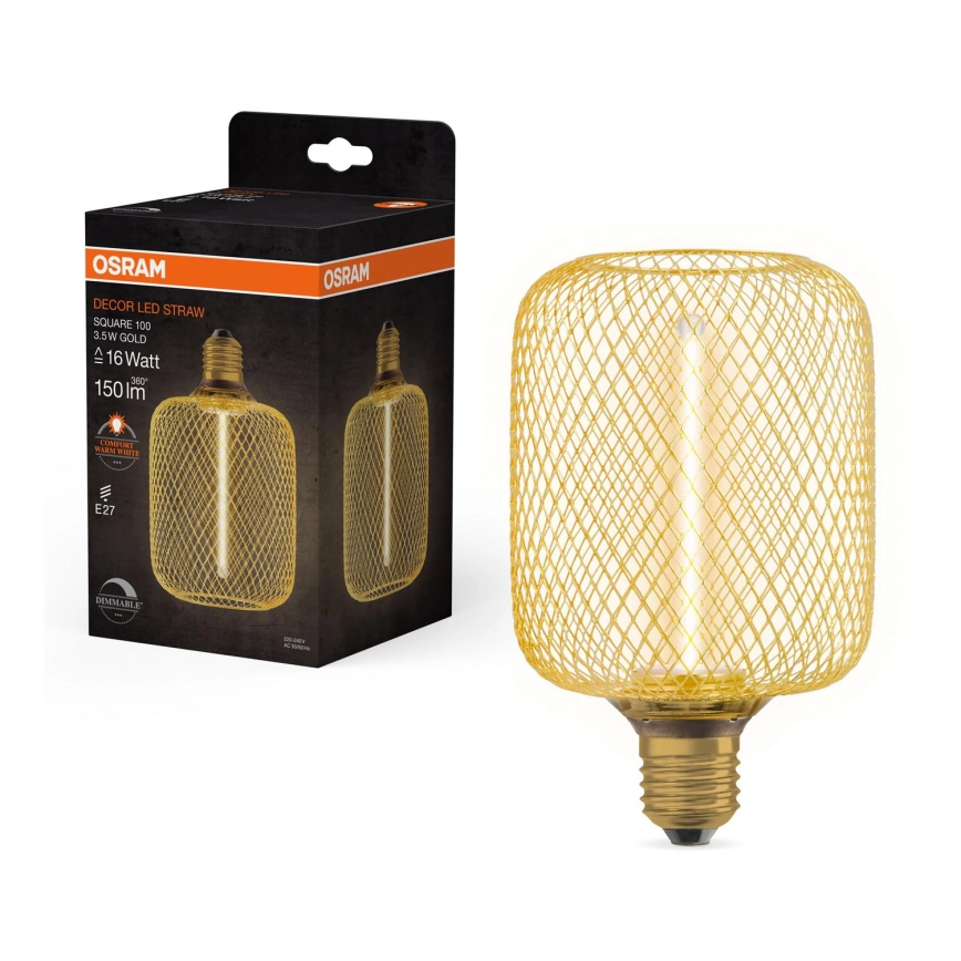 LED Ljusreglerad glödlampa DECOR FILAMENT E27/3,5W/230V 1800K guld – Osram