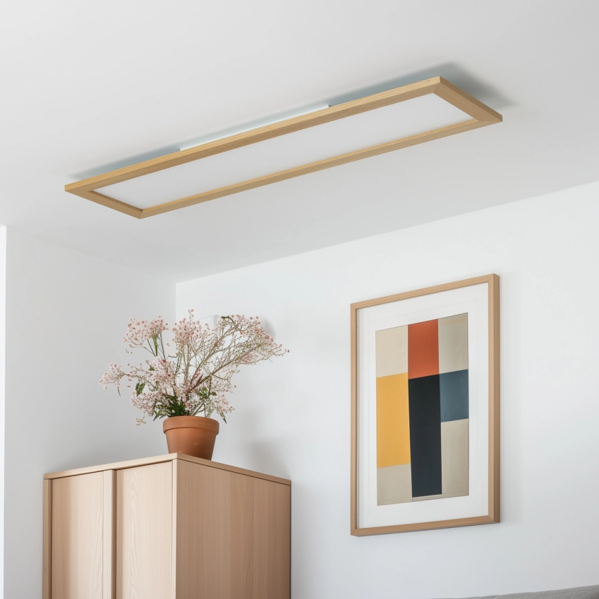 Eglo – LED RGBW dimbar ytmonterad panel SALOBRENA-C WOOD LED/34W/230V 2700-6500K 34×124 cm brun + fjärrkontroll