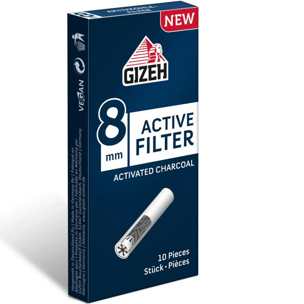 10 st Gizeh Black 8 mm aktivt kolfilter för cigaretter