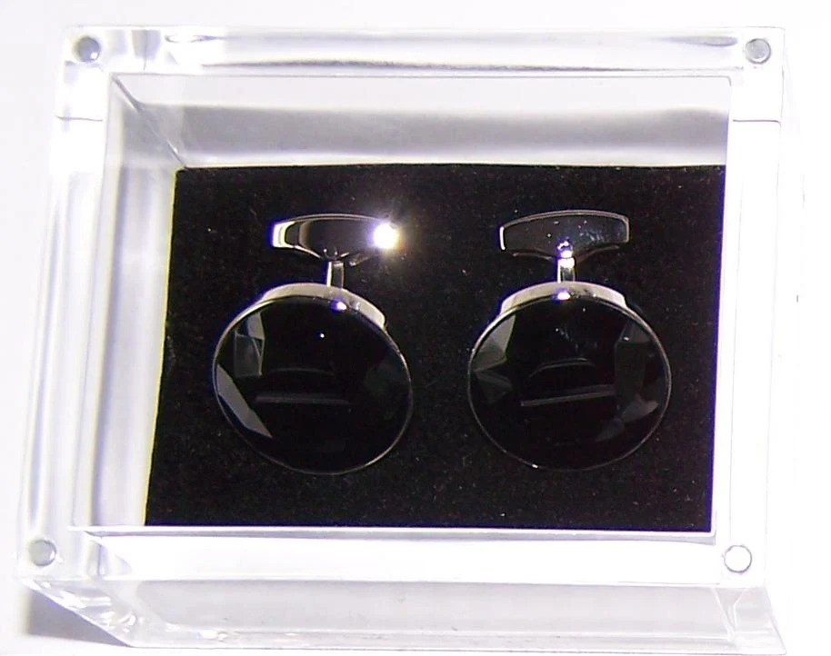 Diamantslipade onyx manschettknappar