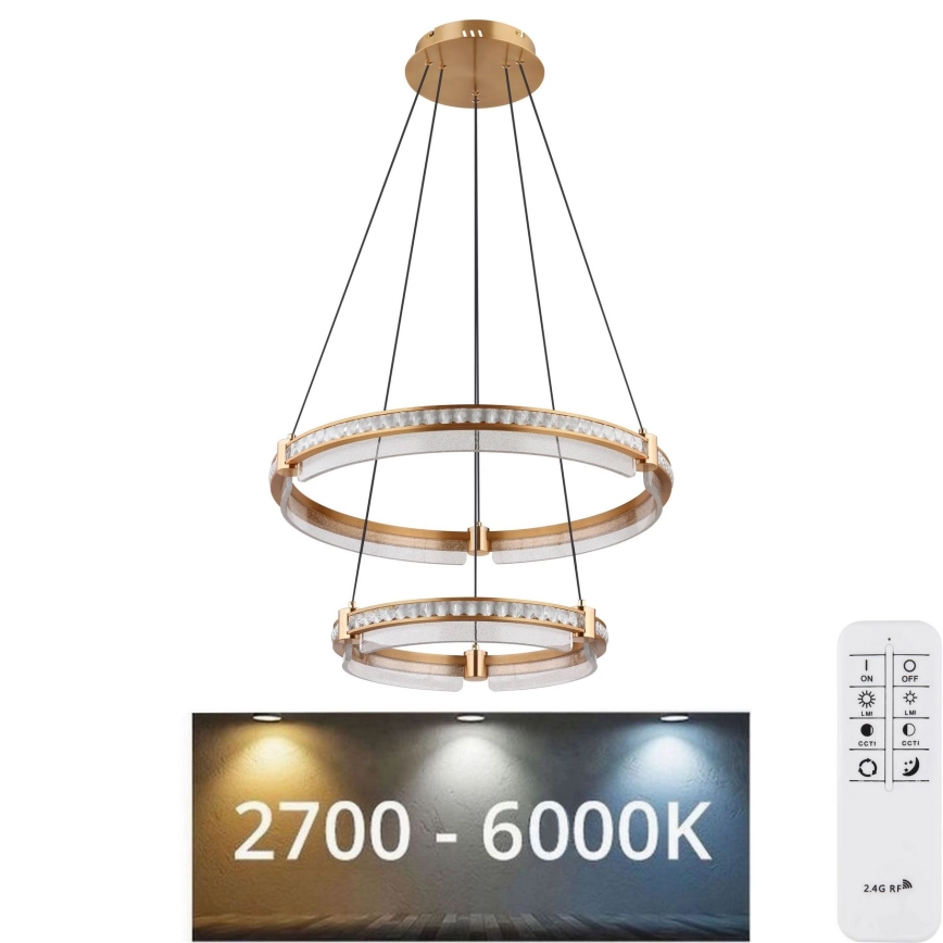 Globo – LED dimbar kristallkrona på kabel LED/78W/230V 2700K-6000K + fjärrkontroll