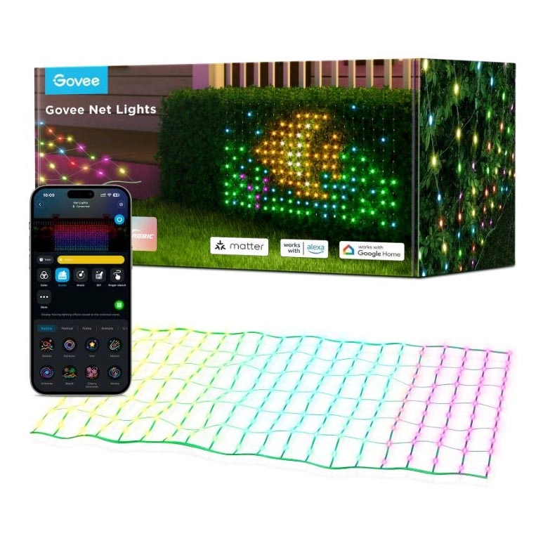 Govee – LED RGBIC Utomhusljusnät 143x85cm Wi-Fi Matter IP65