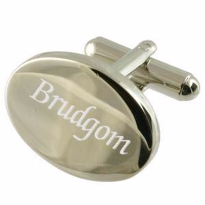 Bröllop manschettknappar silver oval – brudgummen