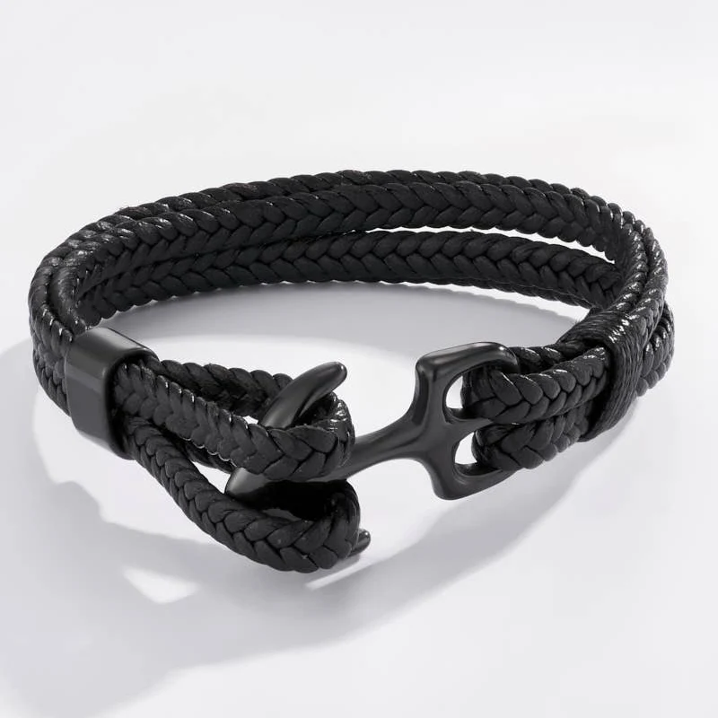 ANCHOR armbånd i rustfrit stål – Sort / Sølv