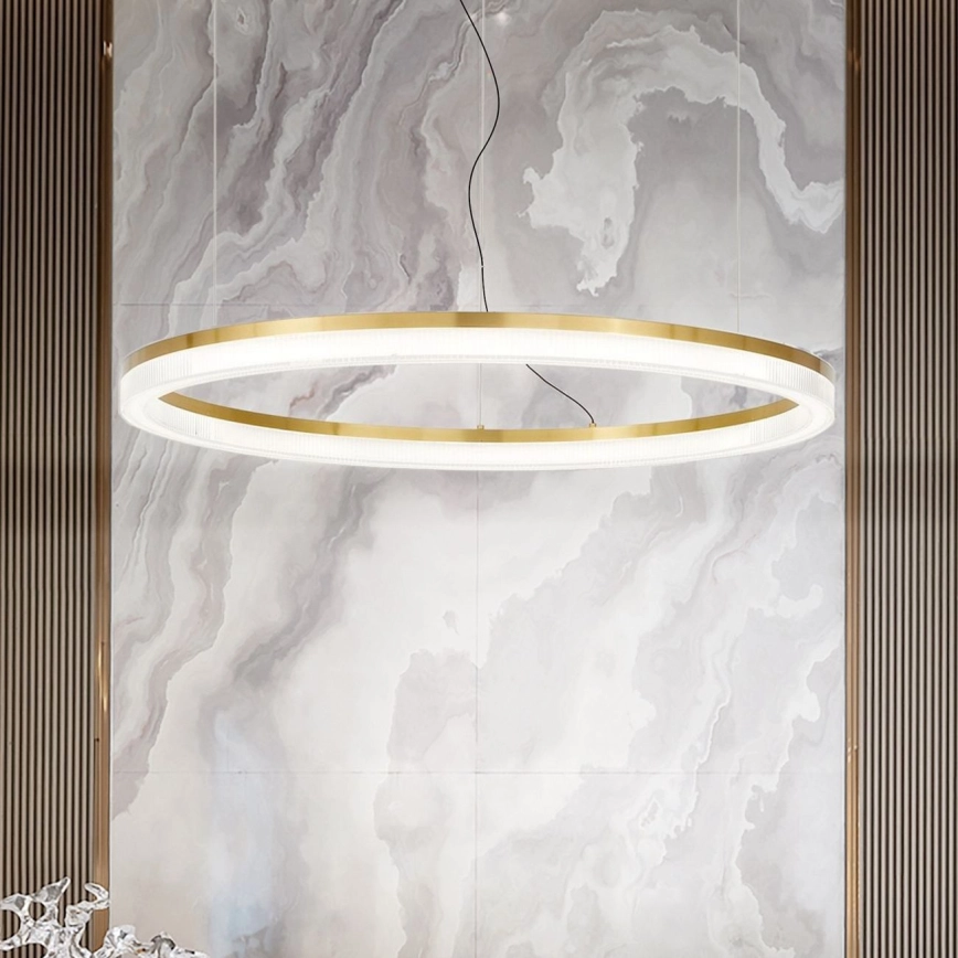 Ideal Lux – LED ljuskrona med textilsladd CROWN LED/42W/230V 3000K diameter 80 cm CRI 90 mässing