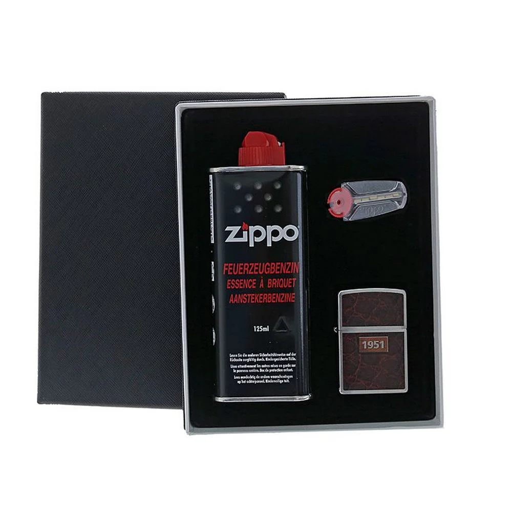 Läder wrap zippo tändare i presentförpackningen