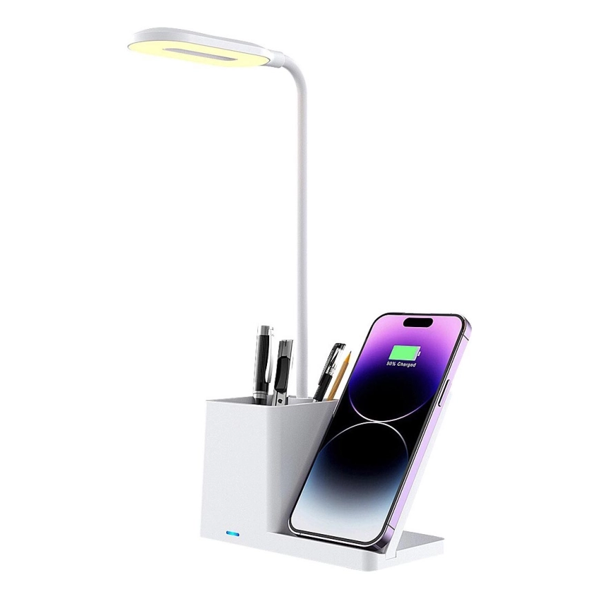 Rabalux – LED Dimbar bordslampa med trådlös laddning QI LED/4W/5V 3000/4000/6500K vit