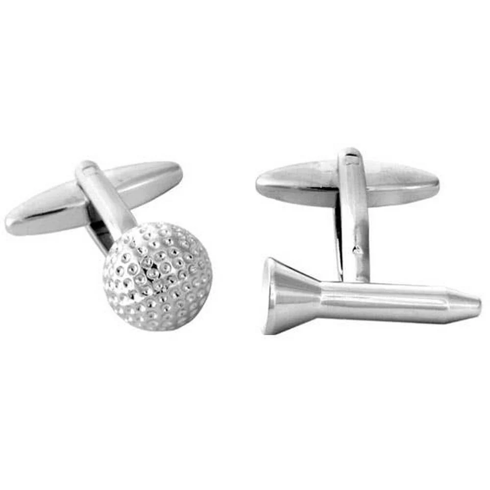 Golf Ball & Tee Rhodium Plate Manschettknappar – UK Manschettknappar