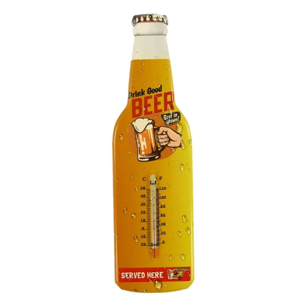 Retroworld Tin Thermometer Drink Good Beer – 13 x45 cm