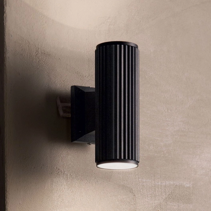 Ideal Lux – Vägglampa för utomhusbruk BASE 2xGU10/28W/230V IP44 svart