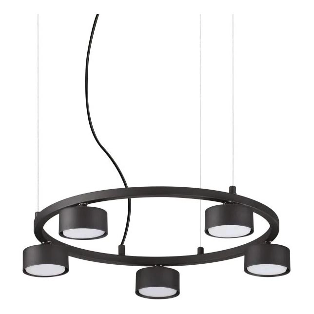Ideal Lux – LED ljuskrona med textilsladd MINOR 5xGX53/9W/230V diameter 50 cm svart