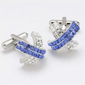 Manschettknappar Swarovski Sapphire & Crystal Cross