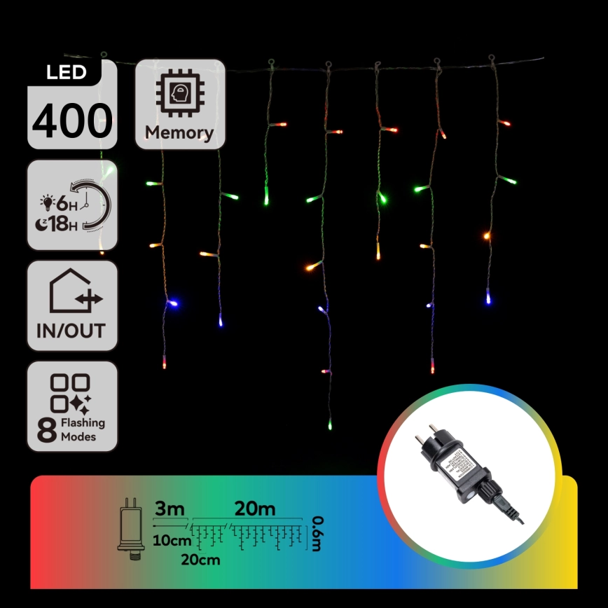 Aigostar – LED utomhusslinga 400xLED/8 funktioner 23×0,6m IP44 flerfärgad