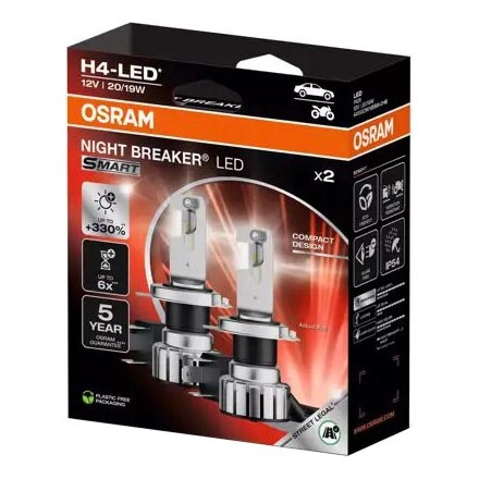 SET 2x LED Bilglödlampa NIGHT BREAKER H4 P43t/20/19W/12V – Osram