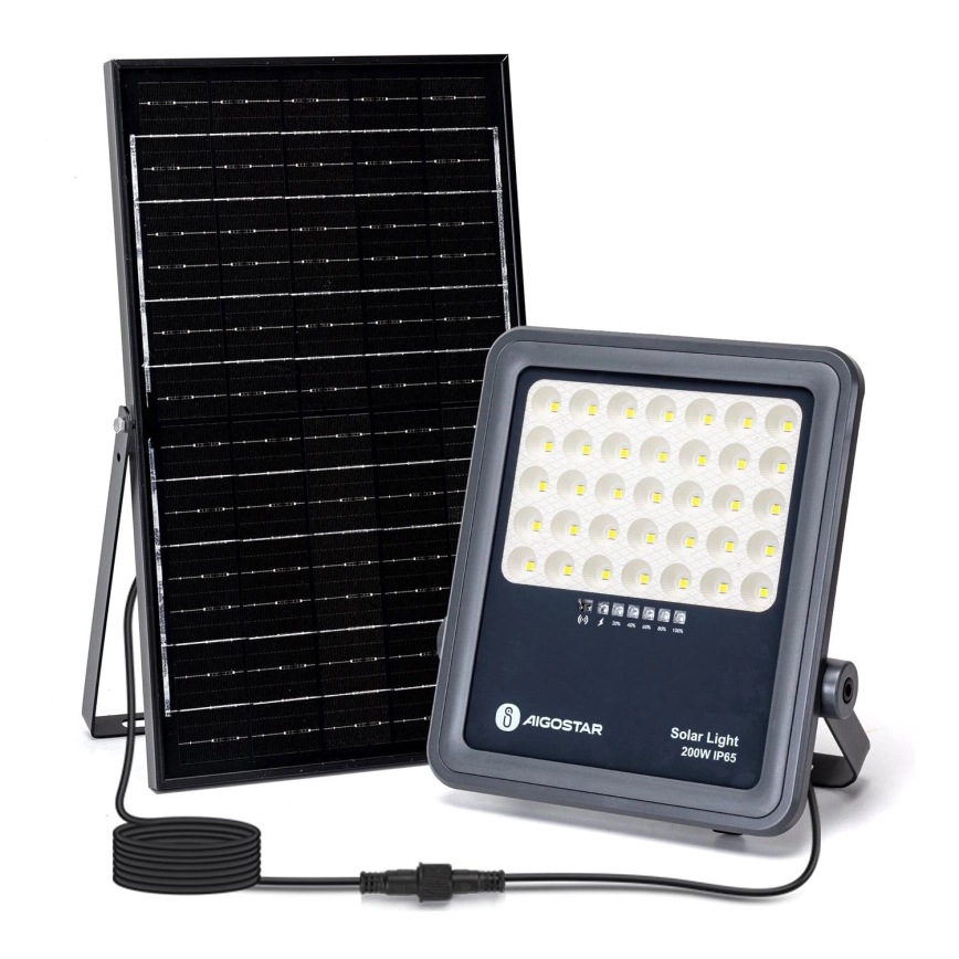 Aigostar – Dimbar LED-solcellsstrålkastare LED/200W/3,4V IP65 15000 mAh + fjärrkontroll