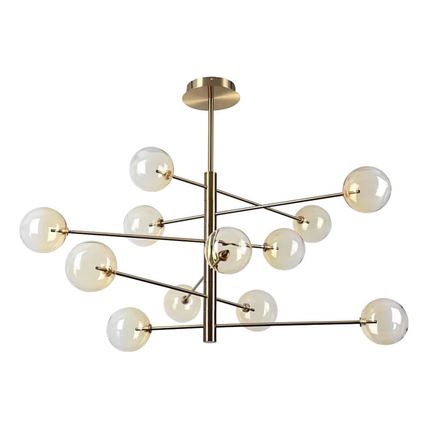 Ideal Lux – LED pendelljuskrona EQUINOXE 12xG4/2W/230V diameter 128,1 cm mässing/rökig
