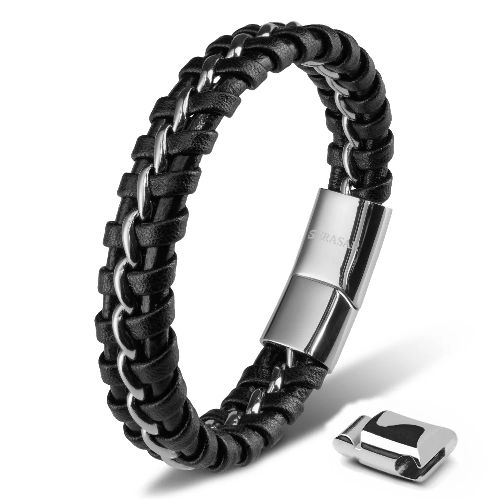 Läderarmband ”Joy” – Svart/silver kohud