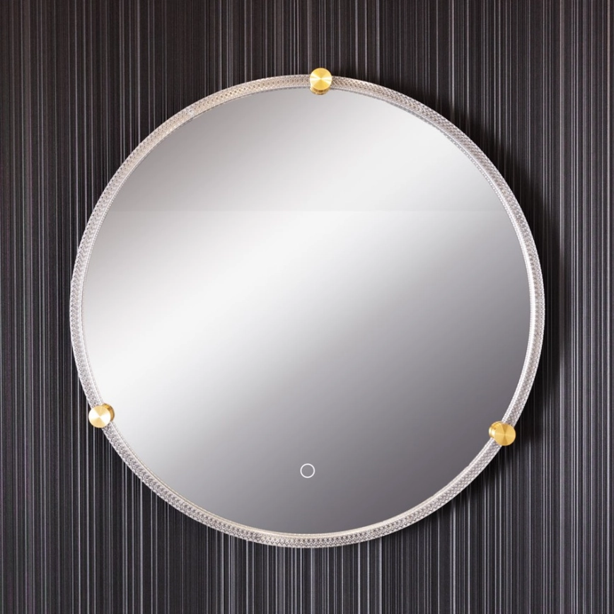 Zuma Line – LED Badrum vägg spegel med bakbelysning LED/24W/230V 3000/4000/6000K diameter 60 cm IP44 genomskinlig/guld