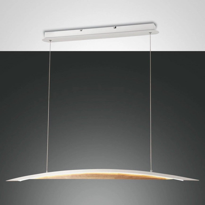 Fabas Luce 3697-40-102 – LED ljusreglerad ljuskrona på textilsladd CORDOBA LED/36W/230V vit/trä