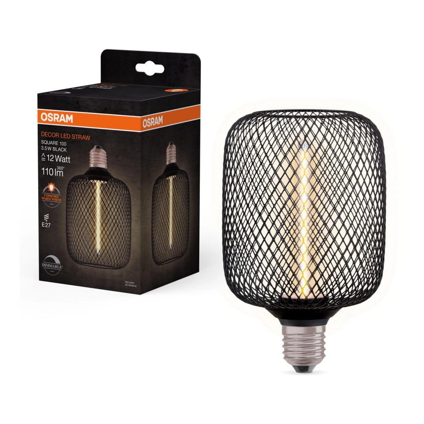 LED Ljusreglerad glödlampa DECOR FILAMENT E27/3,5W/230V 1800K svart – Osram
