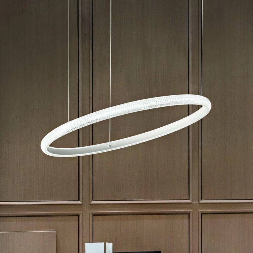 Ideal Lux – LED ljuskrona med textilsladd MIRACLE LED/37W/230V diameter 60 cm CRI 90 matt krom