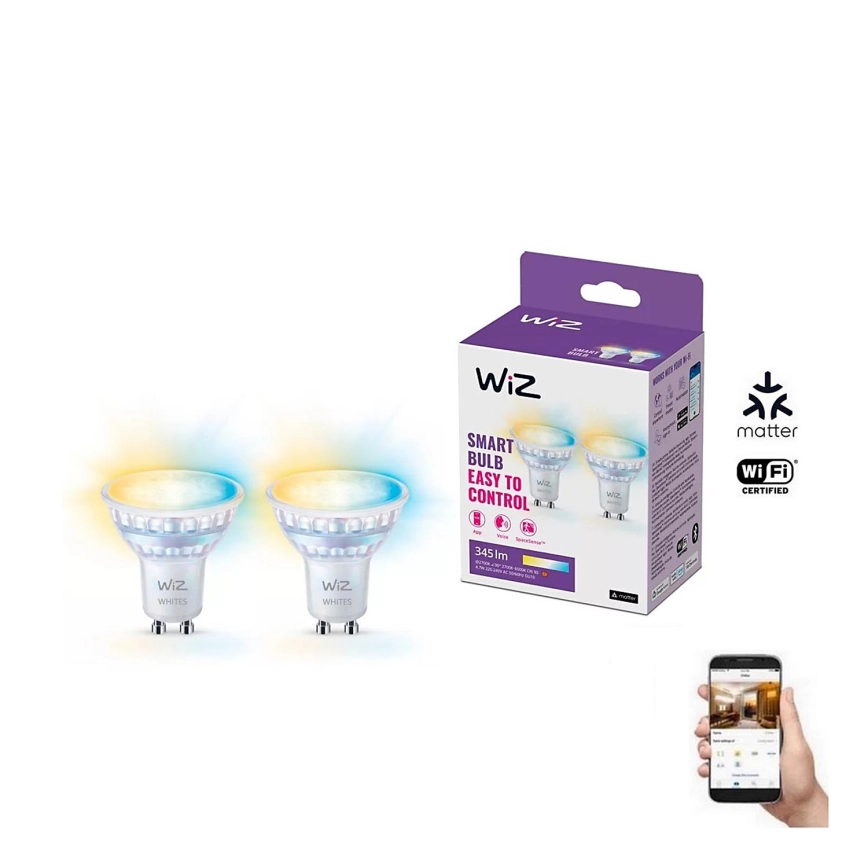 SET 2x Dimbara LED-lampor PAR16 GU10/4,7W/230V 2700-6500K CRI 90 Wi-Fi – WiZ