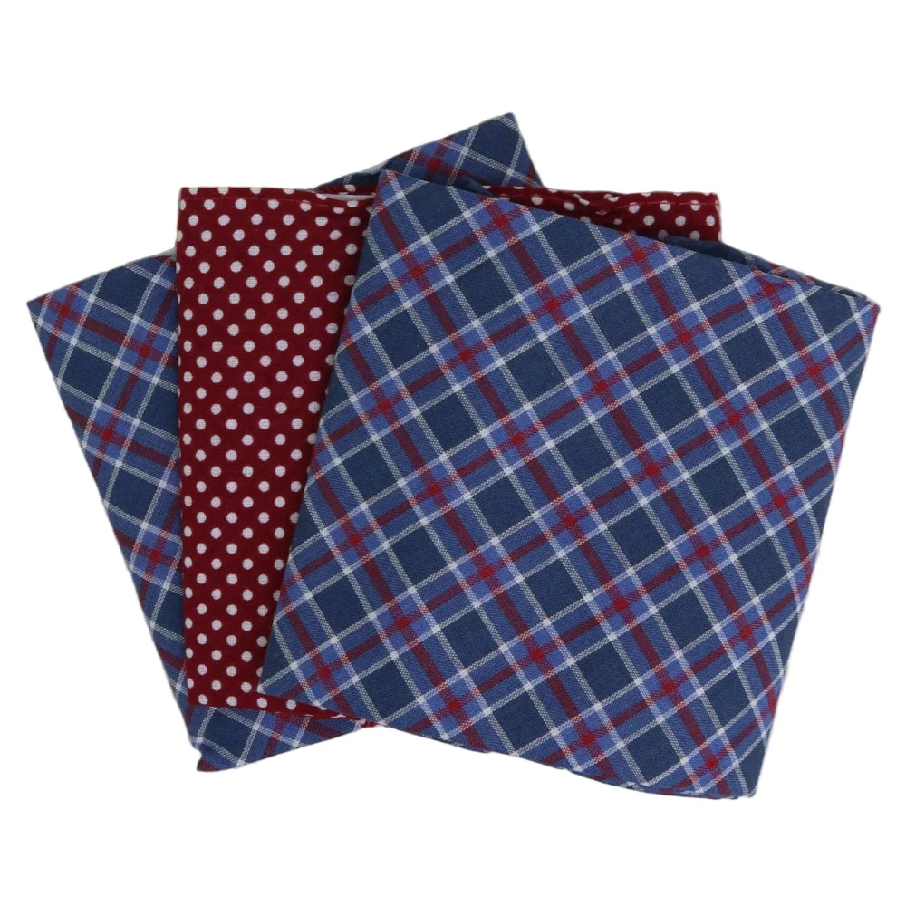 3-PACK Blue Check/Red Dot näsdukar