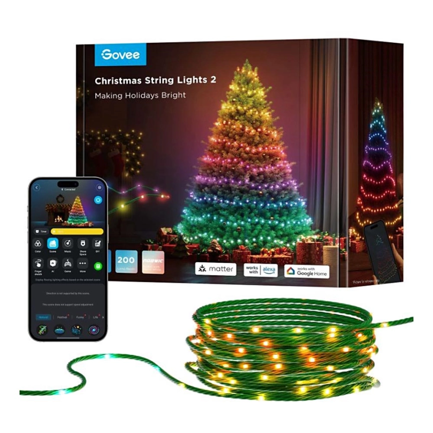 Govee – LED RGBICW Utomhus Julkedja 2700-6500K 20m Wi-Fi Matter IP66
