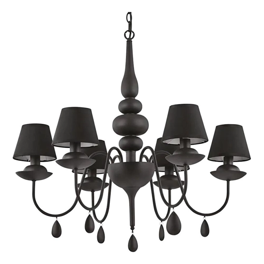 Ideal Lux – Ljuskrona på kedja BLANCHE 6xE14/4W/230V diameter 75 cm svart