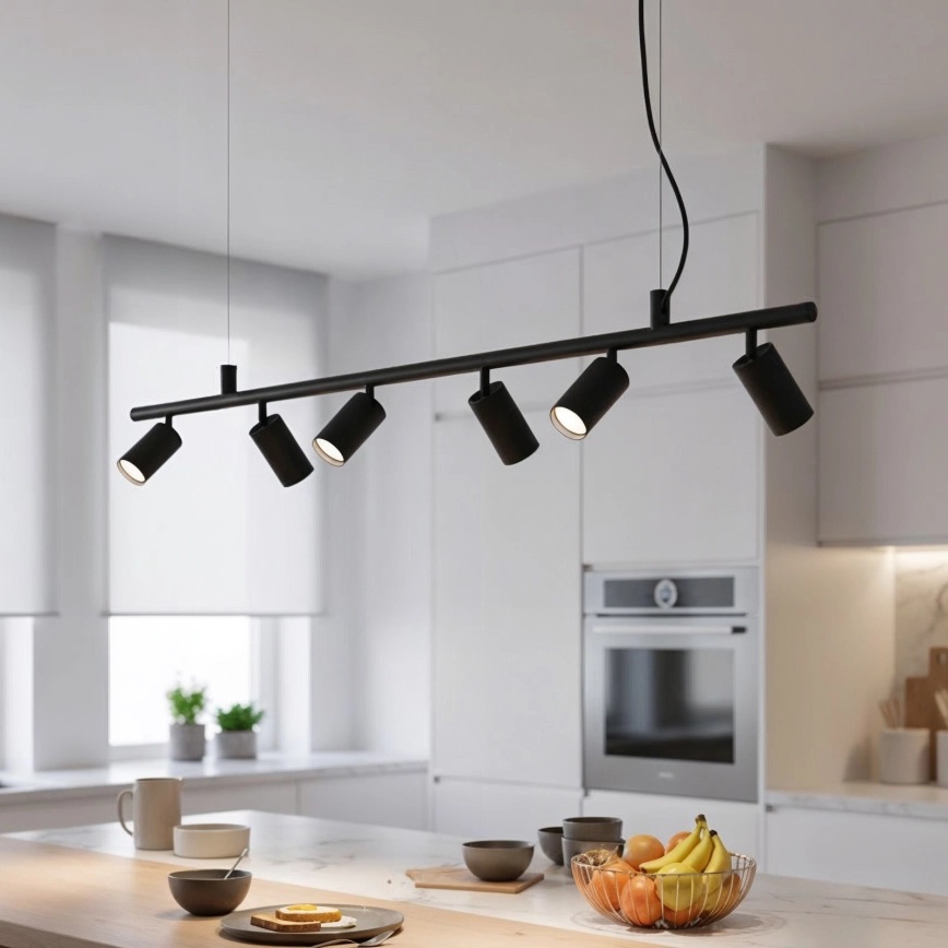 Ideal Lux – LED ljuskrona med textilsladd DYNAMITE 6xGU10/7W/230V CRI 90 svart