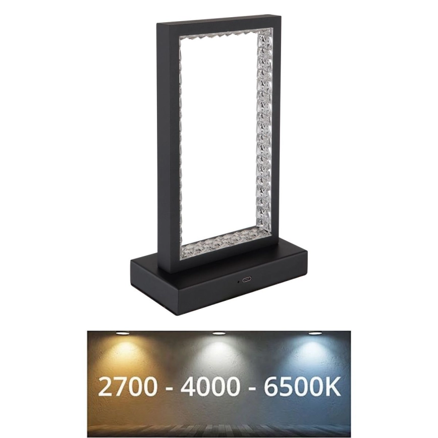 Globo – LED dimbar touchbordslampa LED/3W/3,7V 2700K/4000K/6500K 1800 mAh USB svart