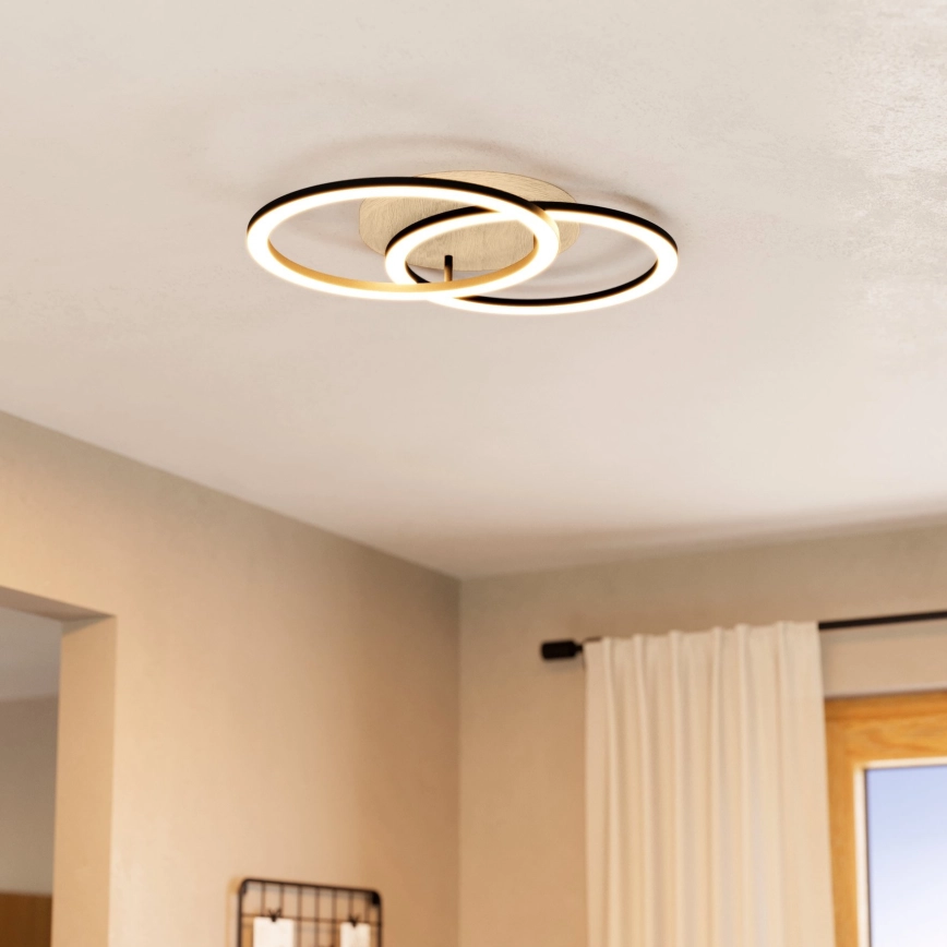 Eglo – LED Dimbar taklampa 2xLED/16W/230V 2700-6500K beige/svart ZigBee
