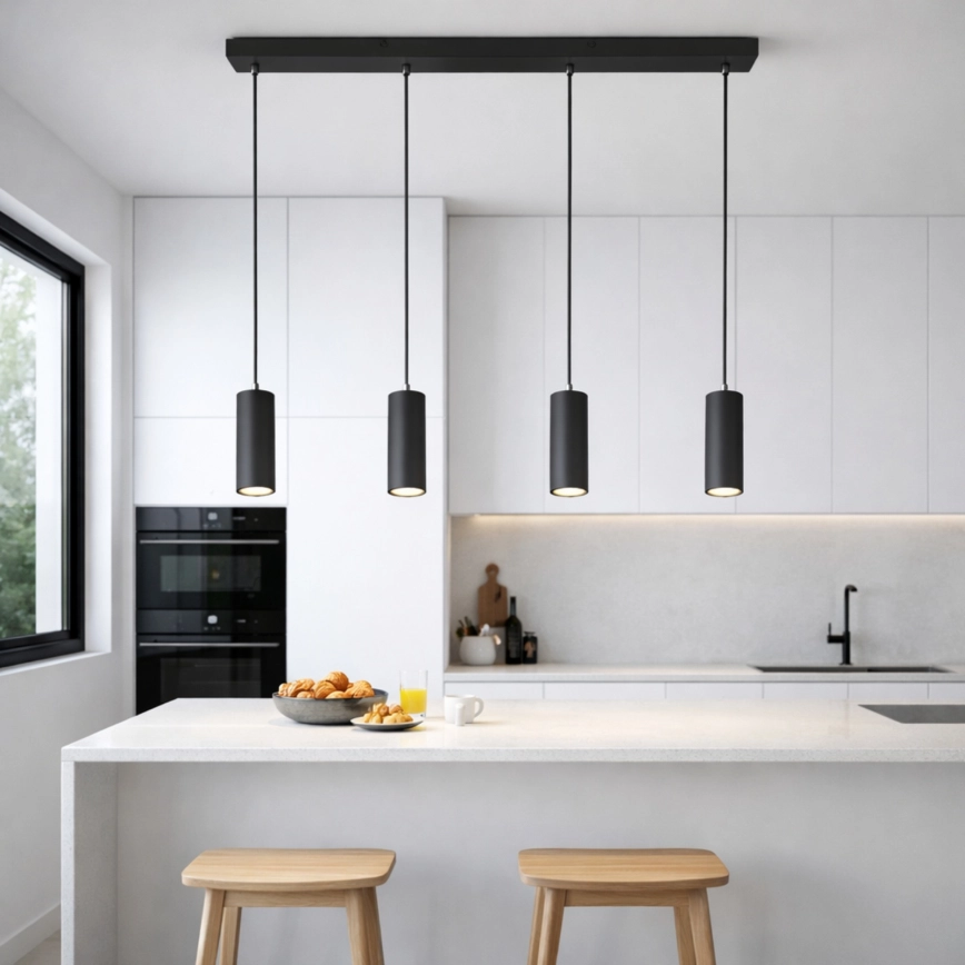 Globo – Taklampa med lina 4xGU10/35W/230V svart