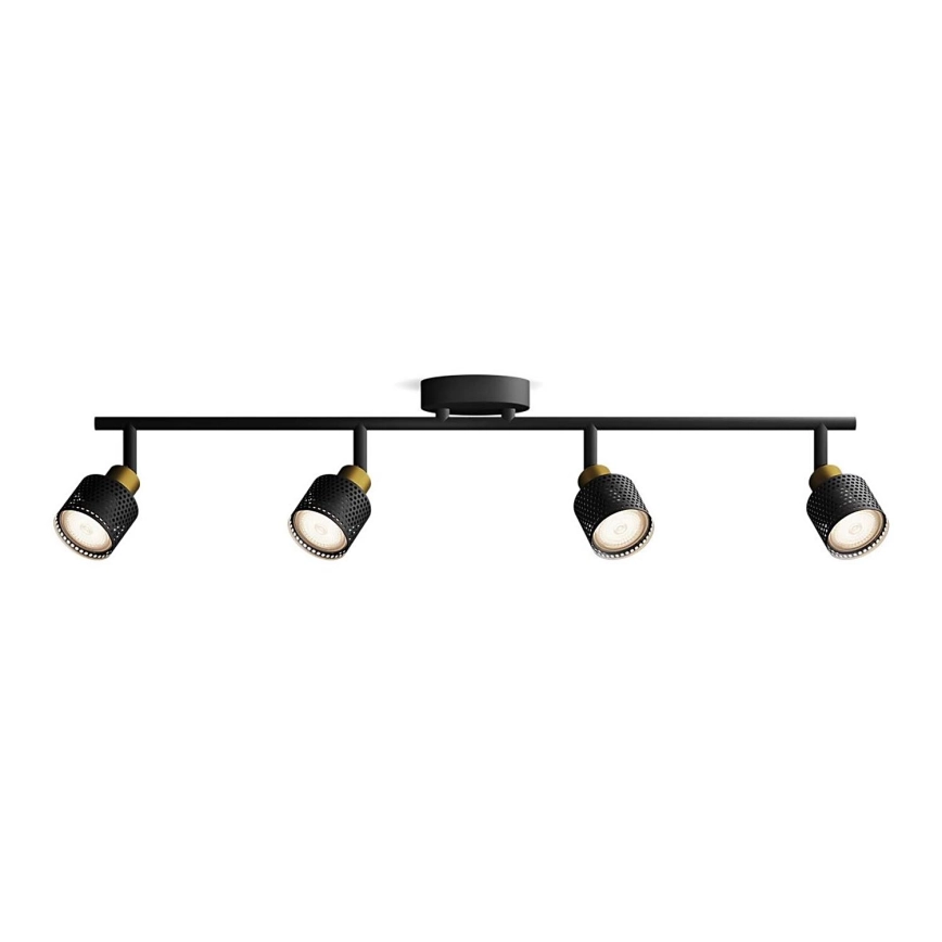 Philips – Spotlight NIALL 4xGU10/5W/230V svart/mässing