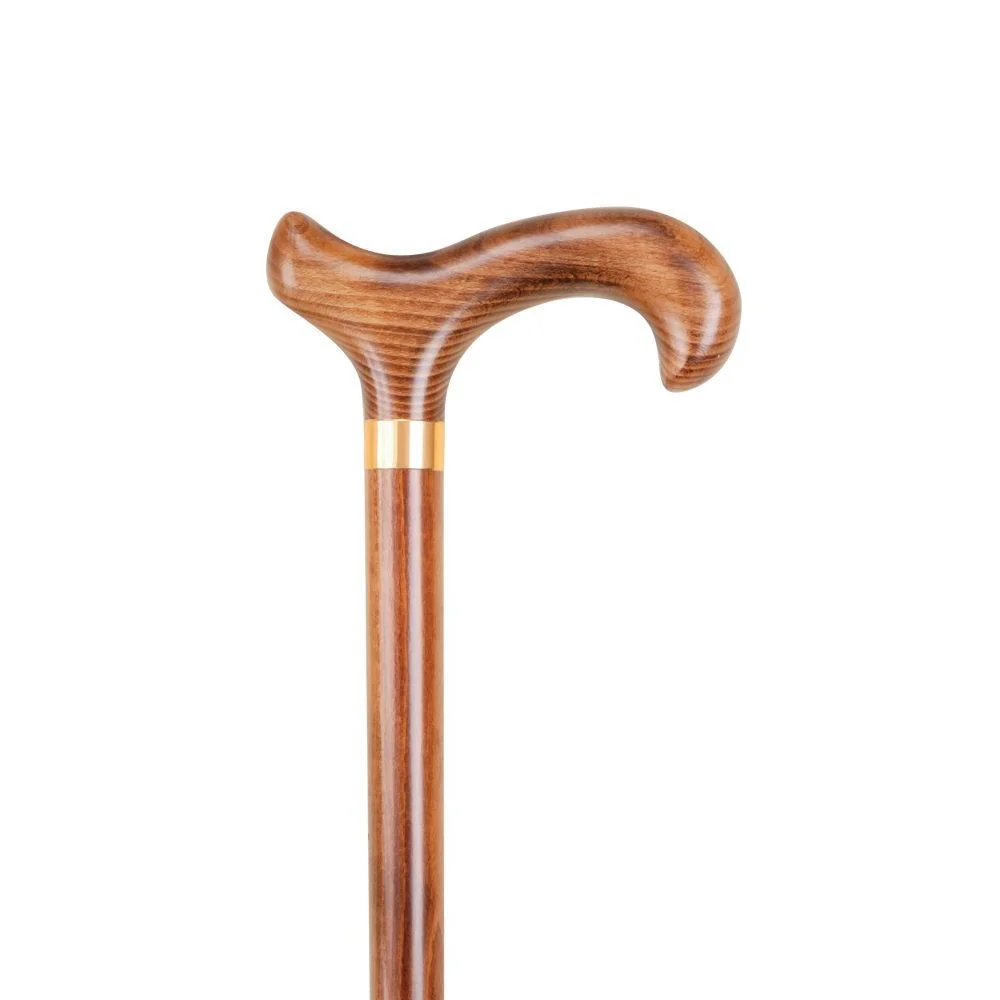 Walking Stick Standard Derby Handtag Flame Scorched Brass Ring
