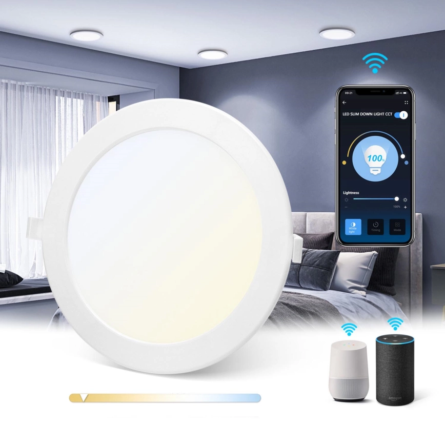 Aigostar – LED dimbar infälld taklampa 18W/230V Ø 22 cm Wi-Fi