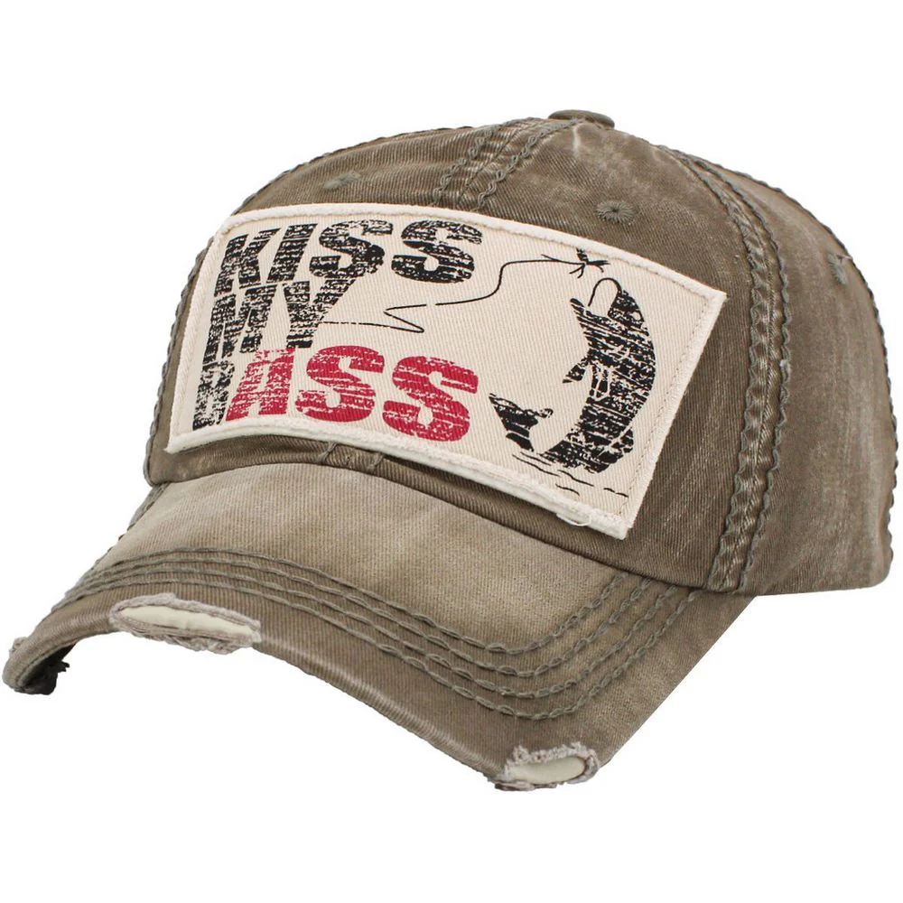 KISS MY BASS Vintage Ballcap – Khaki/Oliv