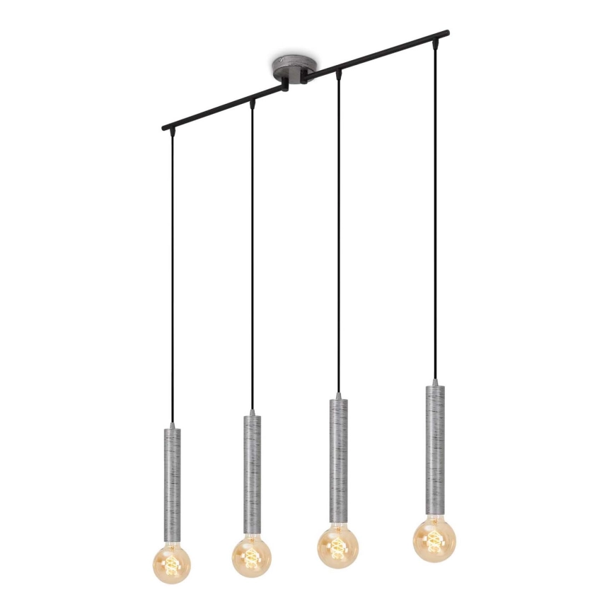 Briloner – Ljuskrona med textilsladd LONGA 4xE27/60W/230V silver