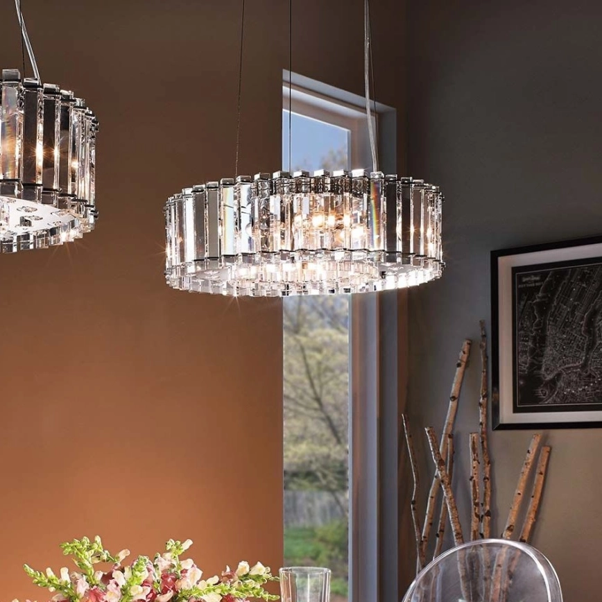 Kichler – LED badrumsljuskrona på textilsladd CRYSTAL SKYE 8xG9/3W/230V IP44