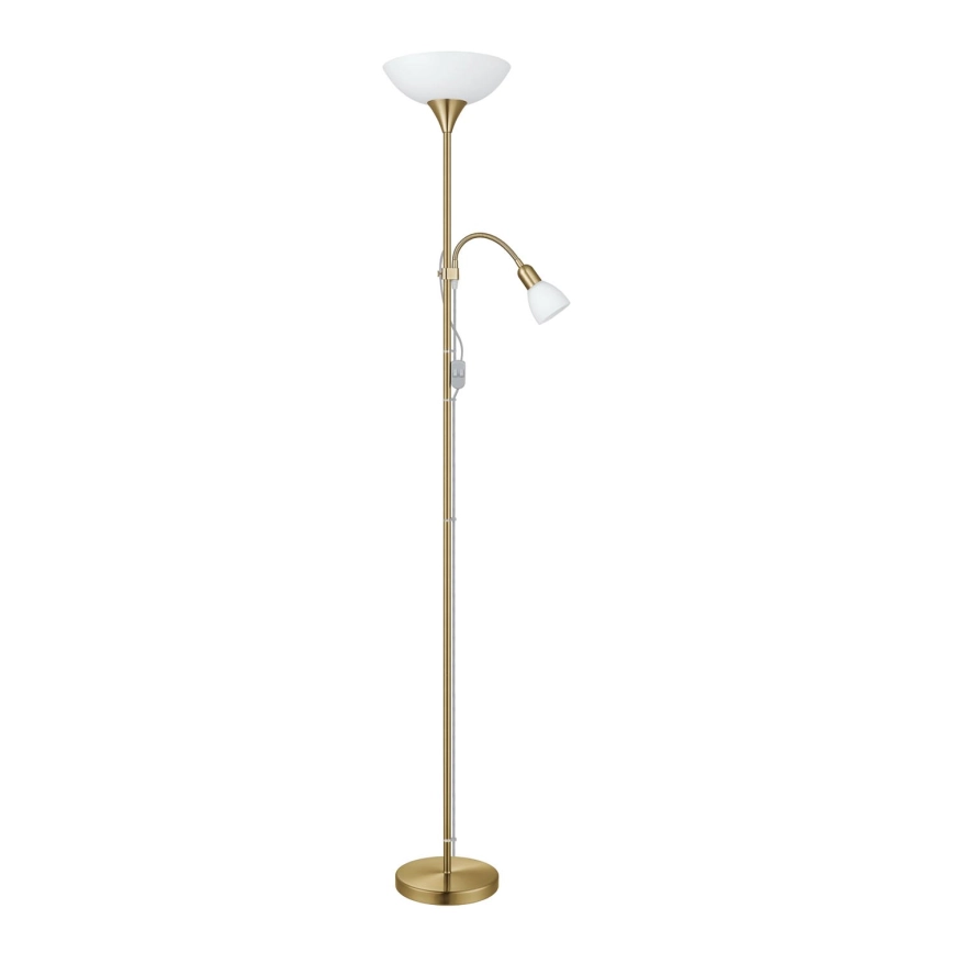 EGLO – Golvlampa 1xE27/60W + 1xE14/25W mässing