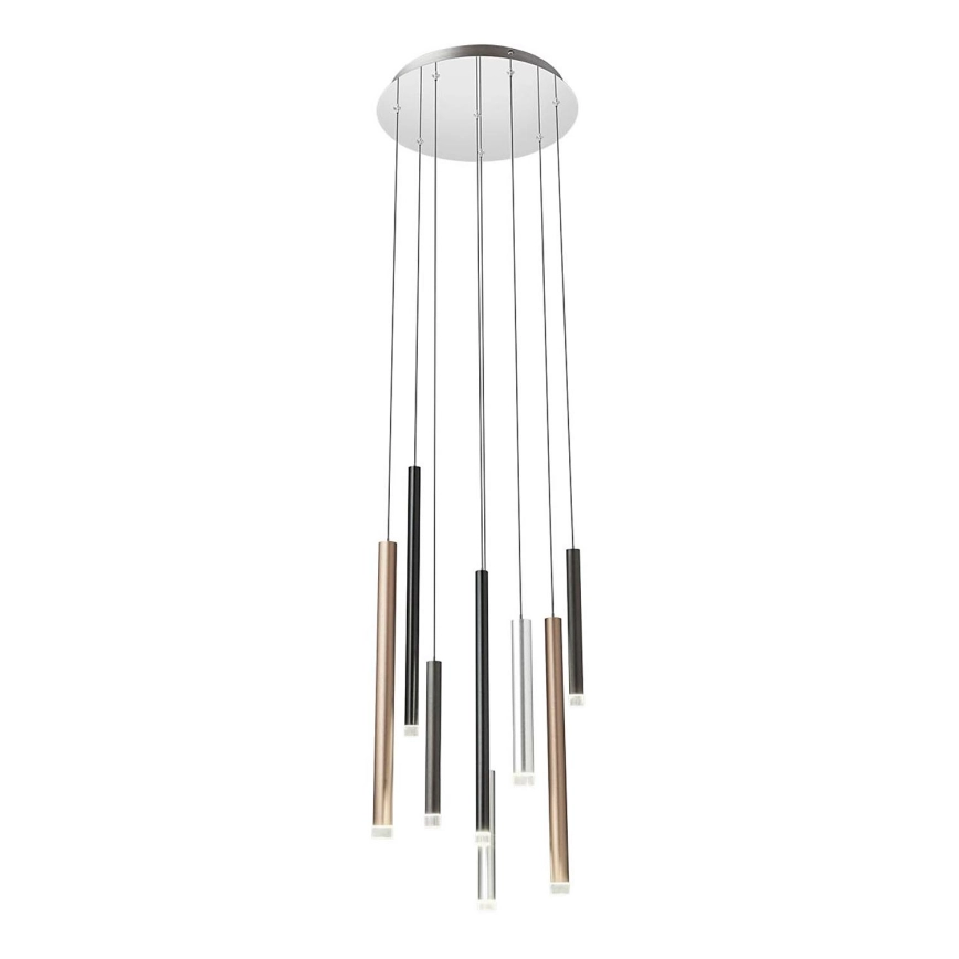 Redo 01-2053 – LED ljuskrona med textilsladd MADISON 8xLED/4W/230V skinande krom/svart/koppar