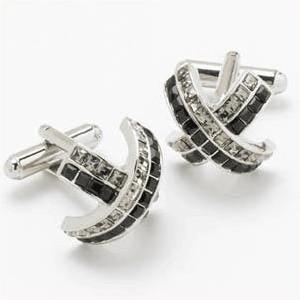 Manschettknappar Swarovski Black Jet Diamond & Crystal Cross